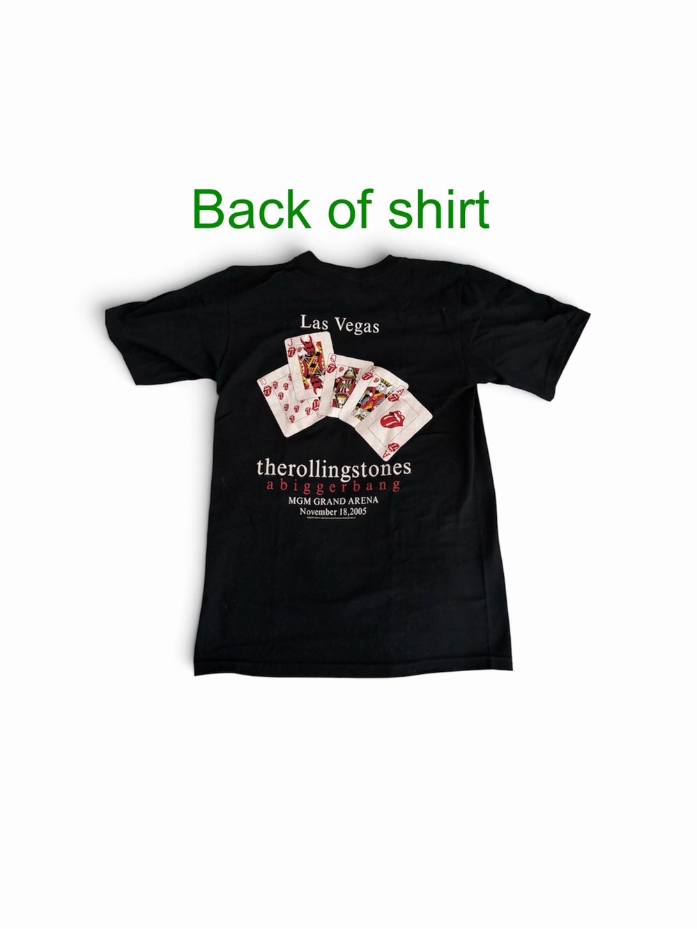 Rolling Stones T Shirt - Black Graphic Las Vegas Tee with Card Design
